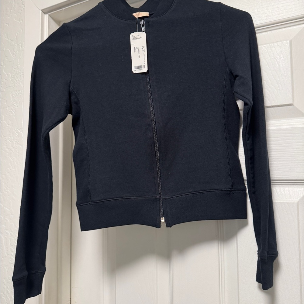 Forever 21 Black Zip Light Sweatshirt